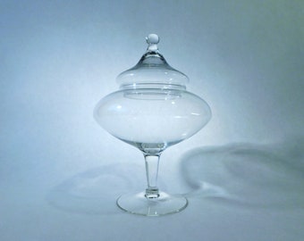 1960s Apothecary Clear Glass Jar - Empoli Art Glass