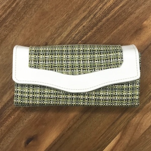 Cartera linda, cartera verde, cartera de embrague de acordeón de tamaño completo