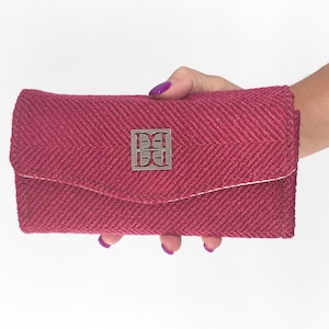 Cartera de embrague rosa oscuro, cartera linda, cartera vegana
