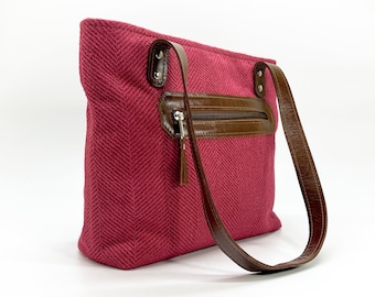 Damen Umhängetasche, Dunkelrosa Handtasche, Fuchsia Geldbörse