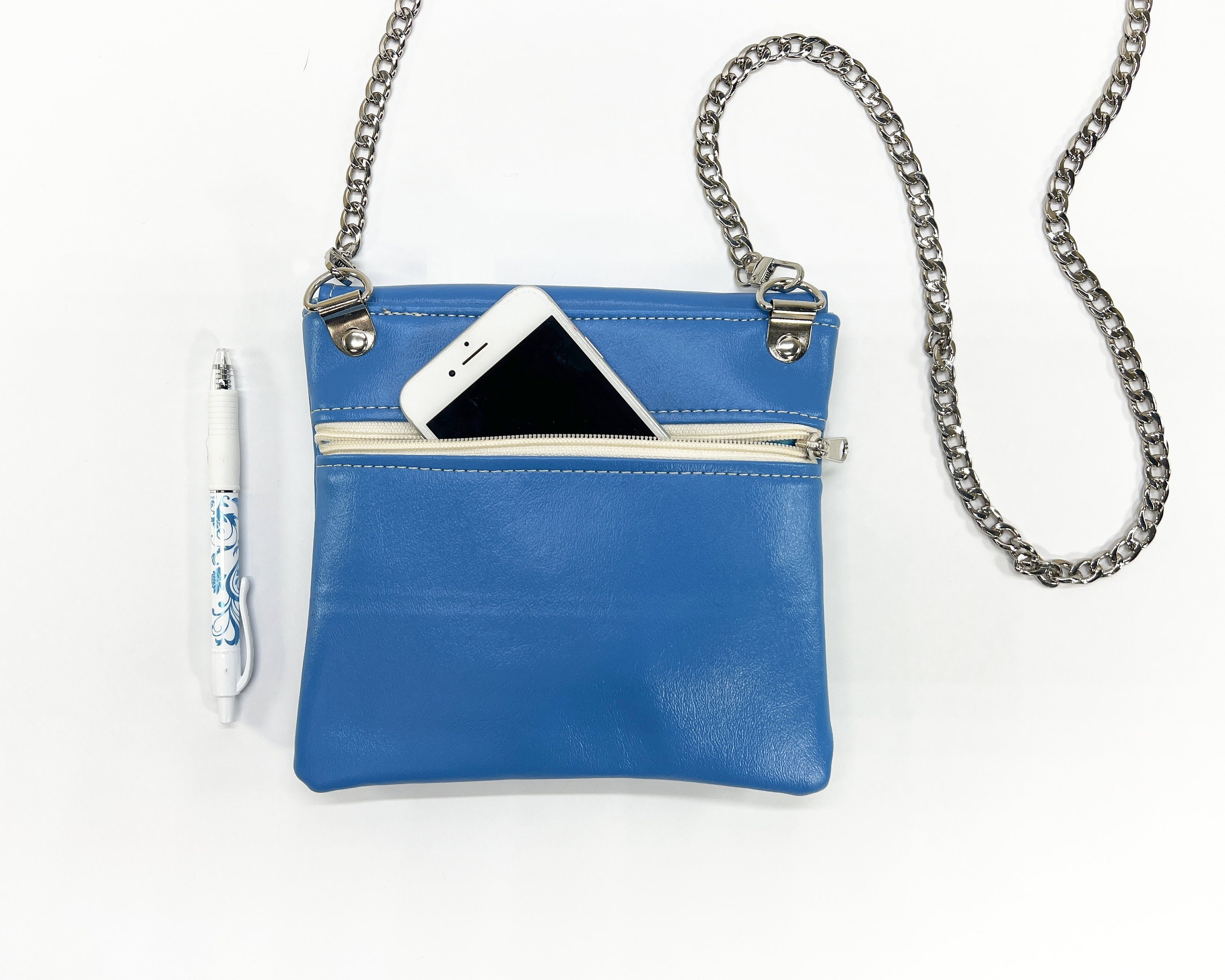 Cute Crossbody Bag, Bright Blue Mini Messenger Bag, Converts to Hip Bag