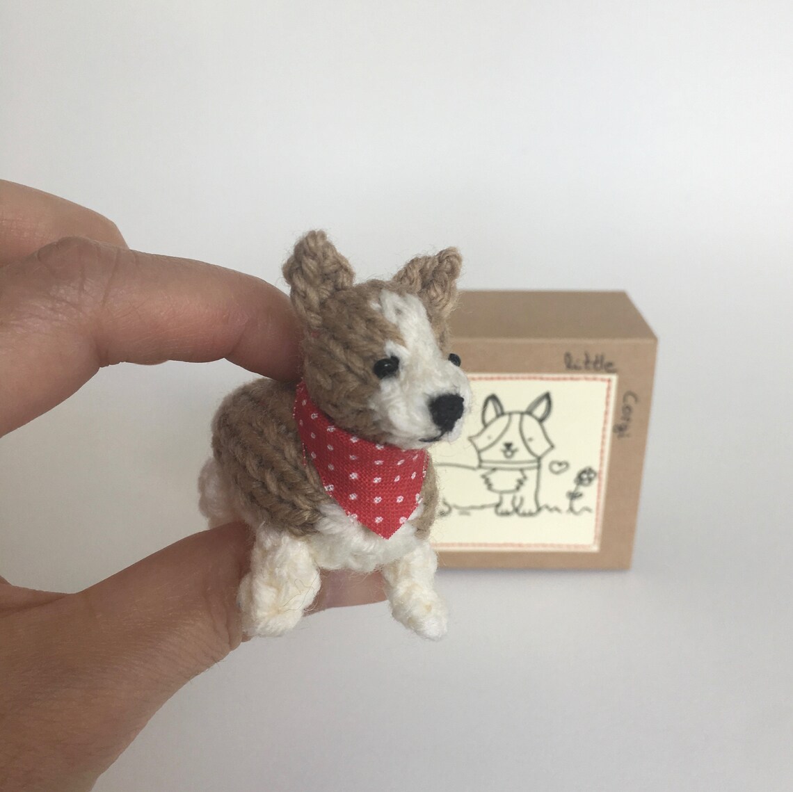 Hand Knitted little with red polka dot bandana in a box Etsy