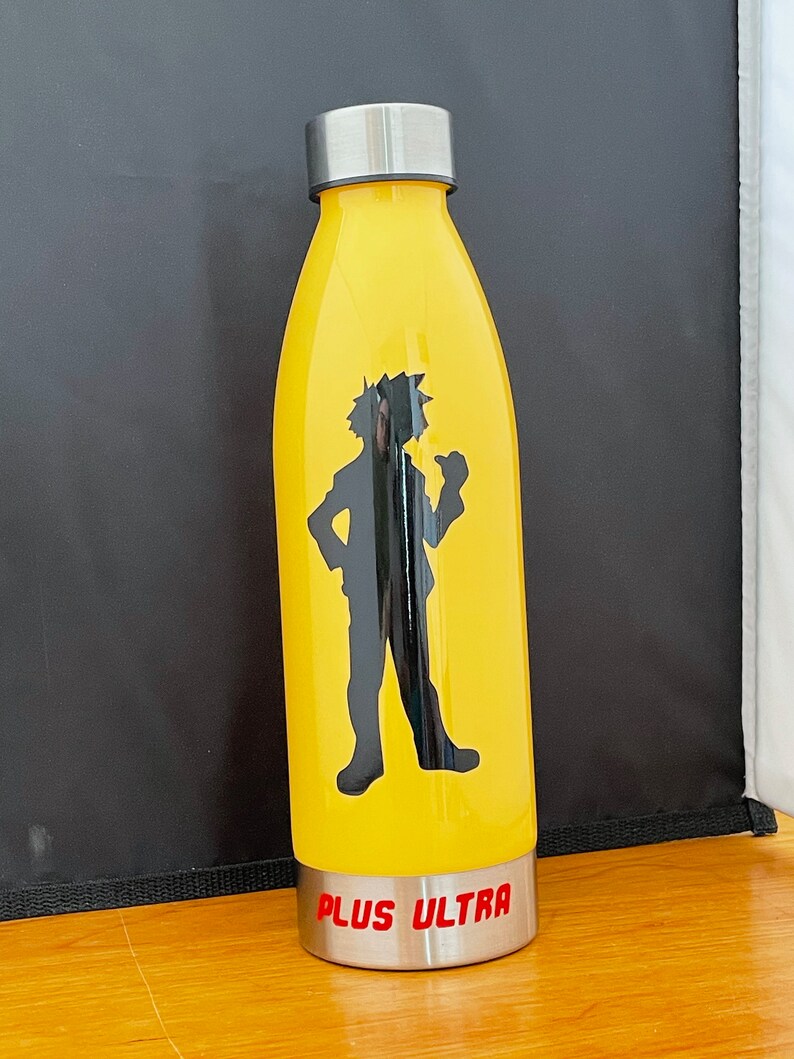 MHA Water Bottle With Silhouette of One of the Show's Main Etsy
