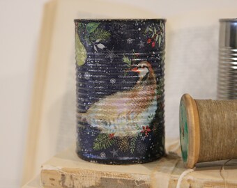 Upcycled tin can with a Bird image Essential Oil Soy Wax Candle