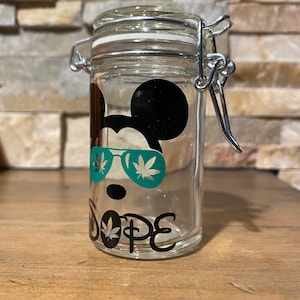 Stash jar/ stache Mickey Dope /air tight and smell proof container/ to go stash jar/ purse stash jar/custom 420/ herb jar.