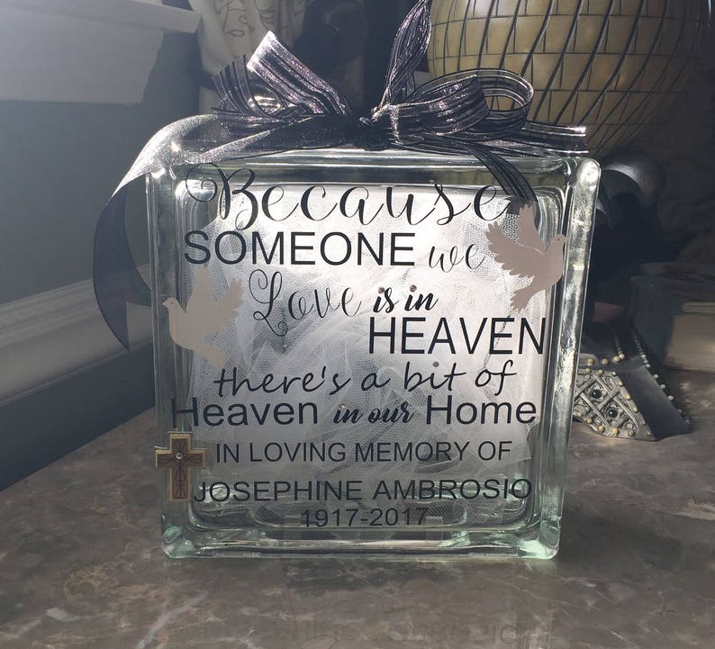 Memorial Glass Blocks Sympathy Gift Personalized Glass Etsy