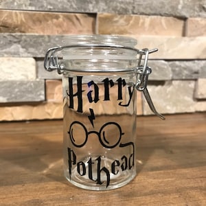 Stash jar/ stache Harry pothead air tight and smell proof container/ to go stash jar/ purse stash jar/custom 420/ herb jar