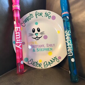 Personalized Easter Bunny Plate, carrots for the bunny, easter plate