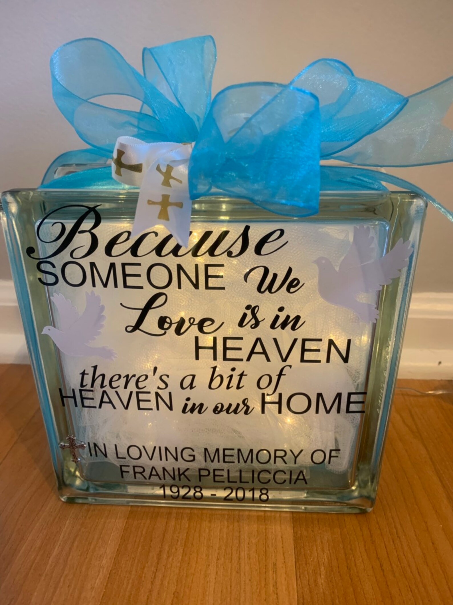 Memorial Glass Blocks Sympathy Gift Personalized Glass Etsy