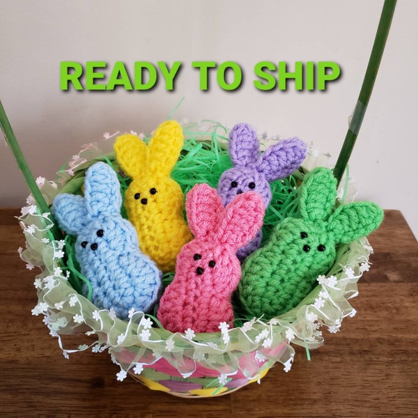 Easter Marshmallow Peeps Bunnies Crochet Decoration Only Stuffed Tiered Tray Decor READY TO SHIP