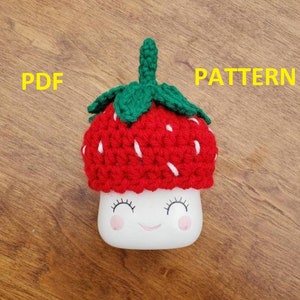 Marshmallow Mug Strawberry Hat Topper Crochet Pattern