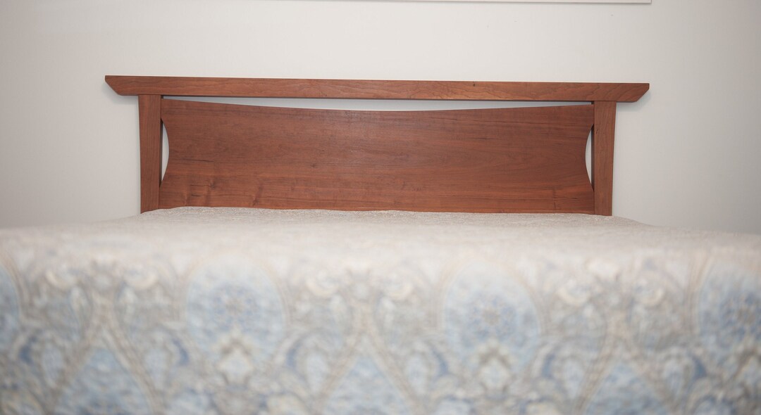 Cherry Wood Headboard, Solid Wood Bed Frame, Japanese Headboard, Wood