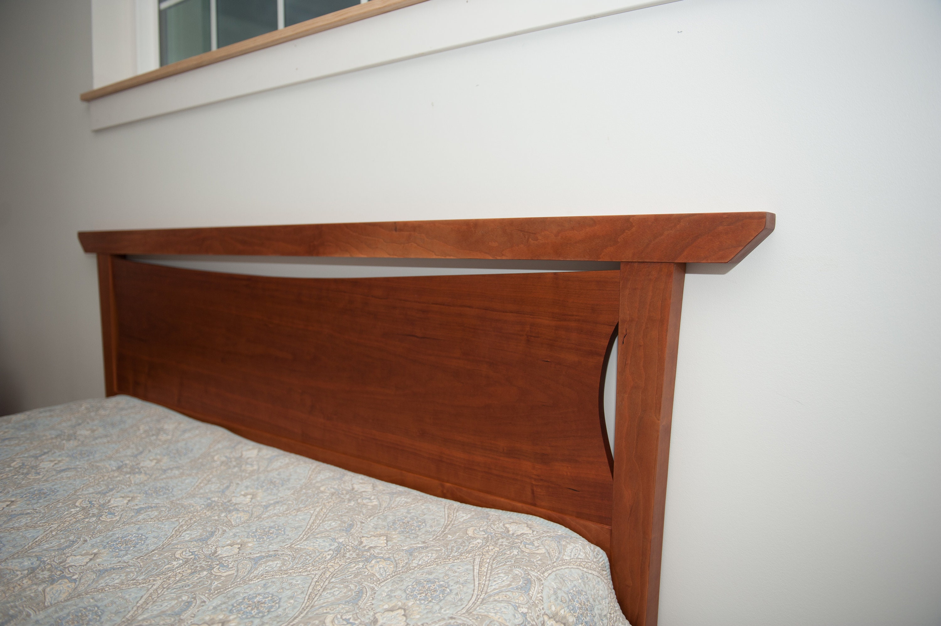 Cherry Wood Headboard, Solid Wood Bed Frame, Japanese Headboard, Wood