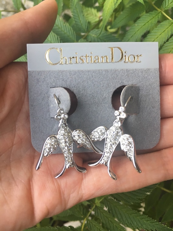 Christian Dior Swallow Bird Diamante Earrings