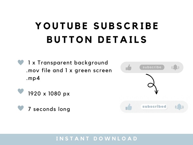 Animated Blue Youtube Subscribe Button Overlay for Intro Videos Digital ...