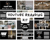 Black YouTube Branding Kit Templates Small Business | Social Media Brand Kit  | Digital Download | Youtube Branding Kit  Editable Templates