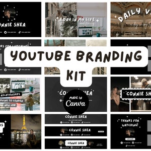 Black YouTube Branding Kit Templates Small Business | Social Media Brand Kit  | Digital Download | Youtube Branding Kit  Editable Templates