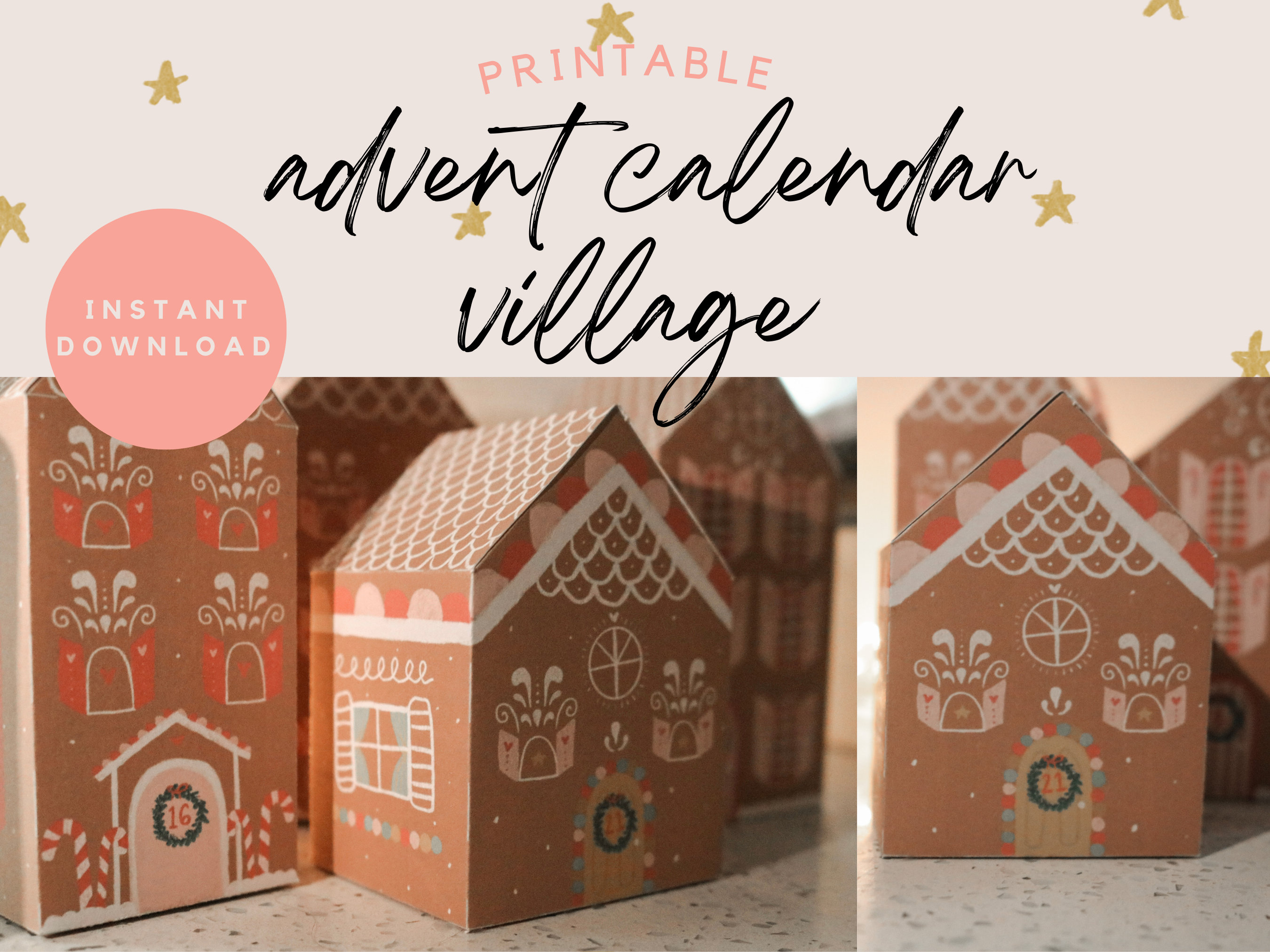 Printable Advent Village Calendar Gingerbread House Printable Paper Craft  Printable for Kids Christmas Activity Origami Advent Cal - Etsy