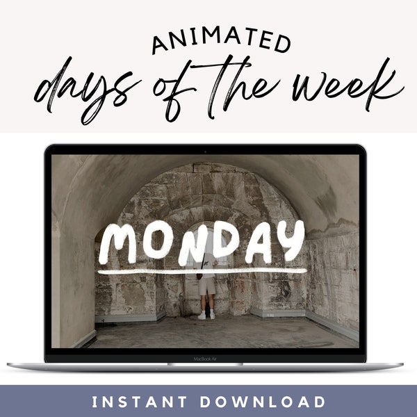 Animated Days of the Week | Overlay for Intro Videos Digital Download |   | Instant Download | Youtube Branding | Weekdays Wiggle text