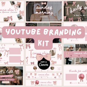Bow Coquette Youtube Branding Kit Templates Social Media Brand Kit