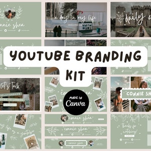 Green Leaves YouTube Branding Kit Templates | Social Media Brand Kit  | Digital Download | Youtube Branding Kit | Editable Templates | Sage
