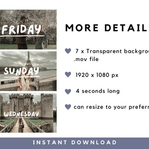 Animated Days of the Week | Overlay for Intro Videos Digital Download ...