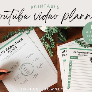 Youtube Video Planner | PDF Druckbarer Planer | Sofort Download | Youtube Checkliste | Thumbnail Planer