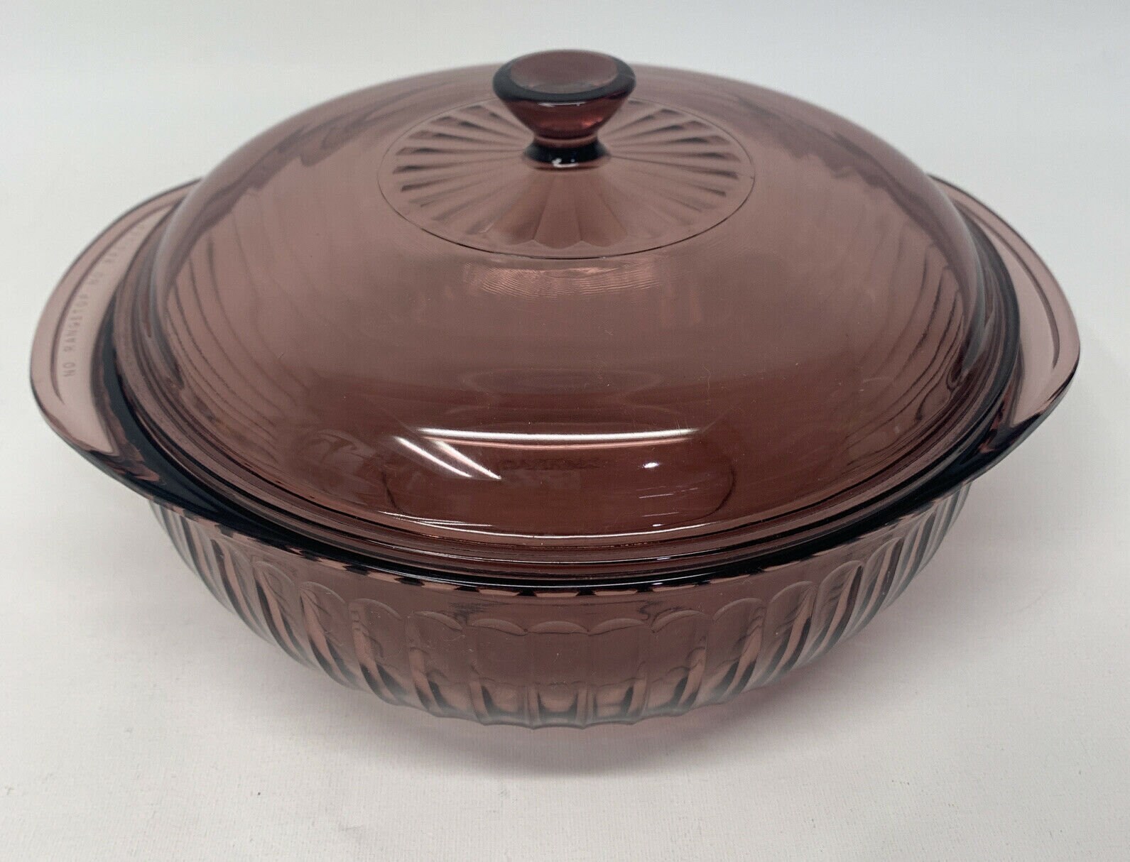 Pyrex CRANBERRY 2 QT Round Glass Ribbed Covered Casserole Dish Etsy