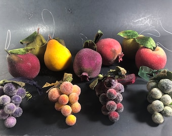 Fruit Sugared Ornaments Pomegranates Apples Pears Grapes Excellent Vintage Condition Make a Selection