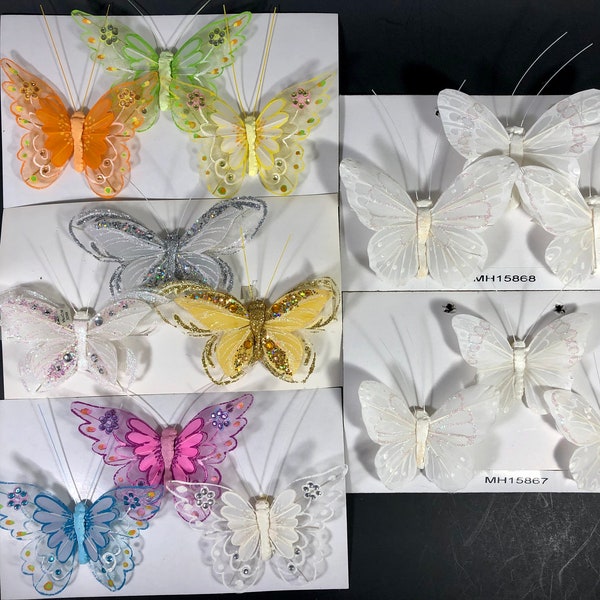 Butterfly Collection 3 3/4 Inch Wide Multi Colored Gossamer Beautiful Detail New NOS Vintage Condition