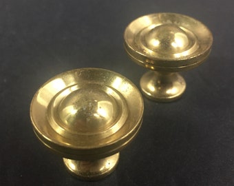 Classic Brass Drawer Knob Pull Solid Brass Set of 2 Door Pull Hollywood Classic Traditional  Bright Brass Finish Beautiful Vintage Condition