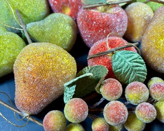 Sugar Beaded Faux Fruit Grapes Apples Pears Lemons Excellent Vintage Condition Make a Selection