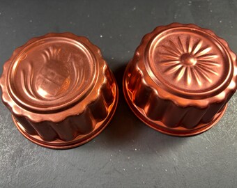 Jello Molds Copper Tone Set of 2  Butter Mold Baking Mold Pineapple Daisy Design Aluminum 5 ounce Look New