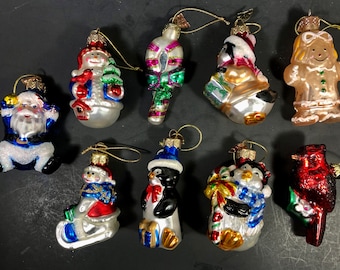 Thomas Pacconi Christmas Ornaments  Santa Penguins Gingerbread Girl Cardinal Candy Cane Excellent Vintage Condition Make a Selection