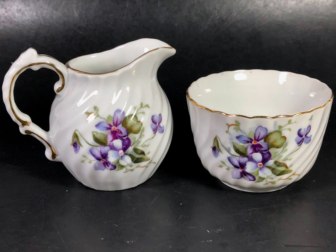 Violets Sugar Bowl Cream Pitcher Berkshire Viceroy China Japan Etsy