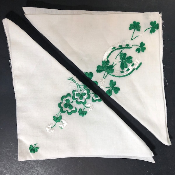 Hankies St Pats Irish Shamrocks Horseshoe St Patrick's Day Bridal Bridesmaid Hanky Excellent Vintage Condition