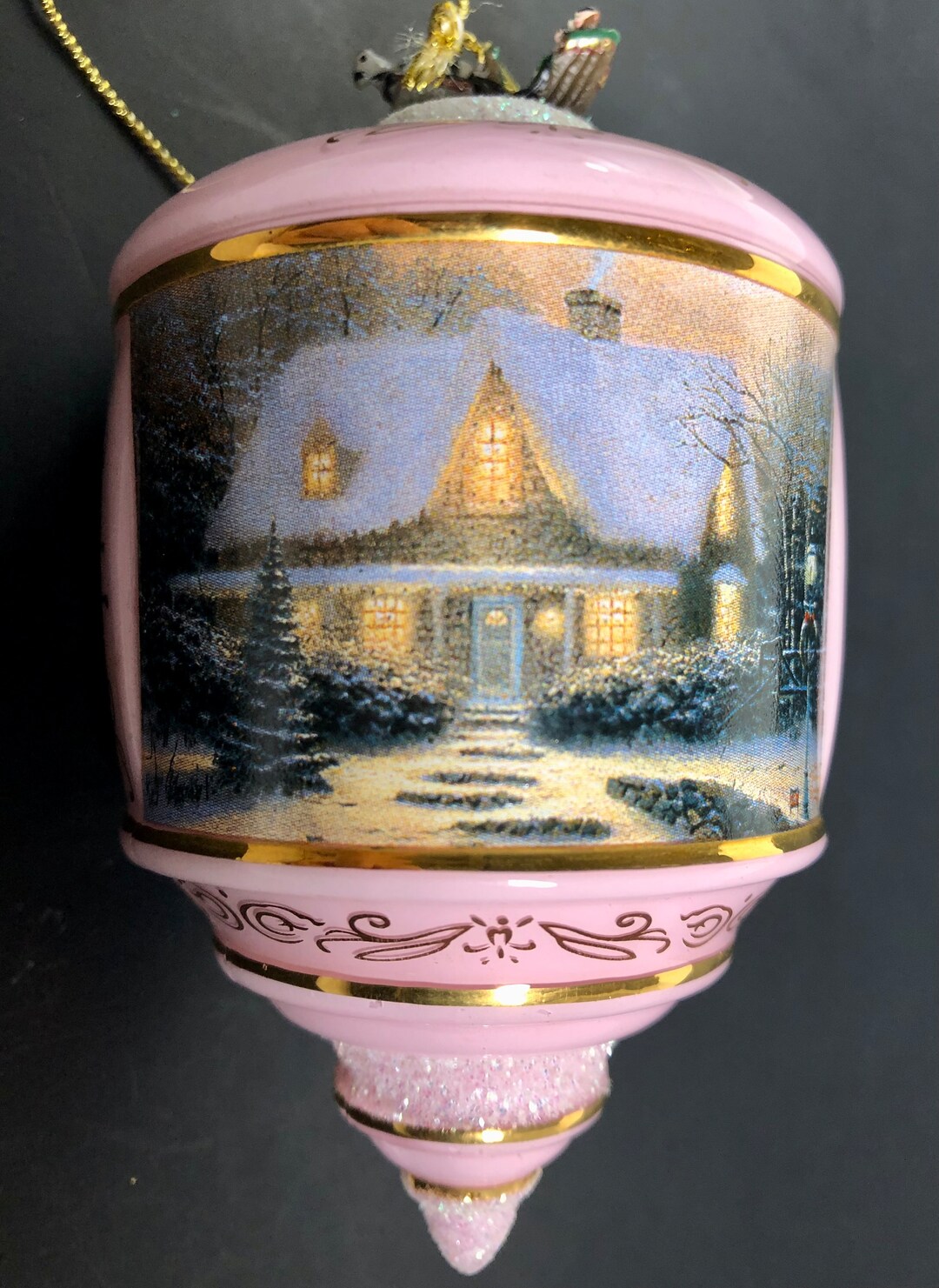 Thomas Kinkade Christmas Eve Heirloom Glass Ornament Etsy