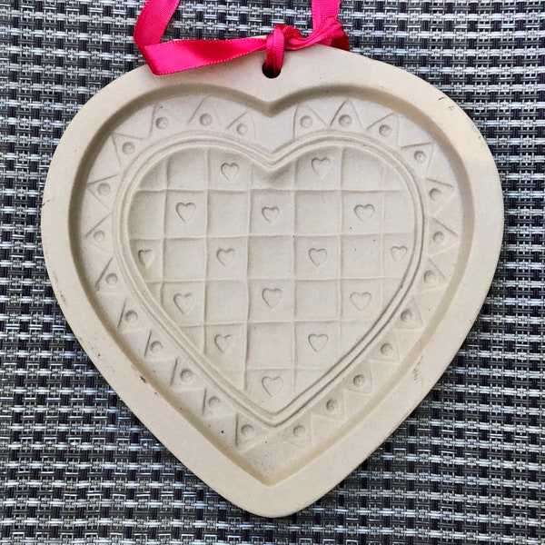 Cookie Mold Heart Brown Bag Cookie Art 1993 Stoneware Paper Making Supplies Like New
