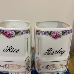 Canister Storage Jars Rice Barley Czechoslovakia BOTTOMS ONLY Hand Painted Mid Century Vintage Beautiful Vintage Condition Make a Selection