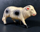 Celluloid Ram Sheep Buffalo Animal Christmas Display Putz Animal Collectible Vintage 30s