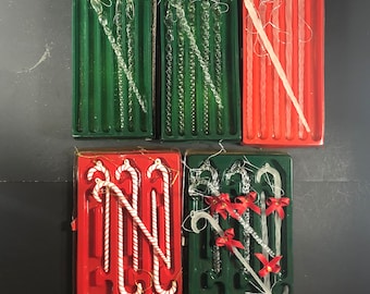 Ornaments Blown Glass Icicles Candy Canes  Tree Window Excellent Vintage Condition