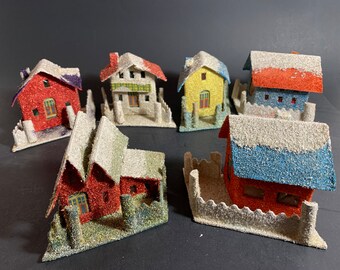 Putz House Mica House Cardboard House  Paper House Christmas House Japan  1940s Beautiful Vintage Condition