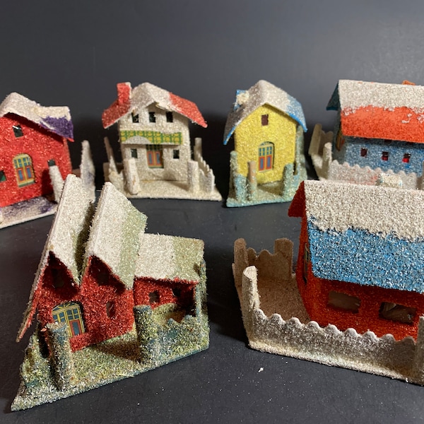 Putz House Mica House Cardboard House  Paper House Christmas House Japan  1940s Beautiful Vintage Condition