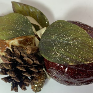 Fruit Glazed Antiqued Ornaments Pomegranates Apple  Pear Excellent Vintage Condition Make a Selection