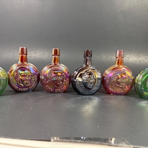 Wheaton Presidential Bottles Carnival Iridescent Miniature Colored Glass Stamped Excellent Vintage Condition Make a selection