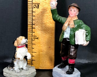 Lemax Village Newsboy with Dog Putz Yard Train Yard Excellent Vintage Condition