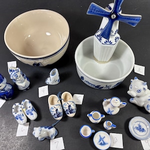 Blue White Delft Inspired  Miniatures and Bowls Excellent Vintage Condition Make a Selection