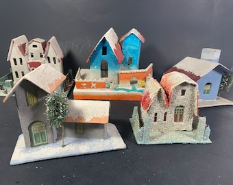 Putz House Mica House Cardboard House  Paper House Christmas House Japan Germanny 1940s Beautiful Vintage Condition