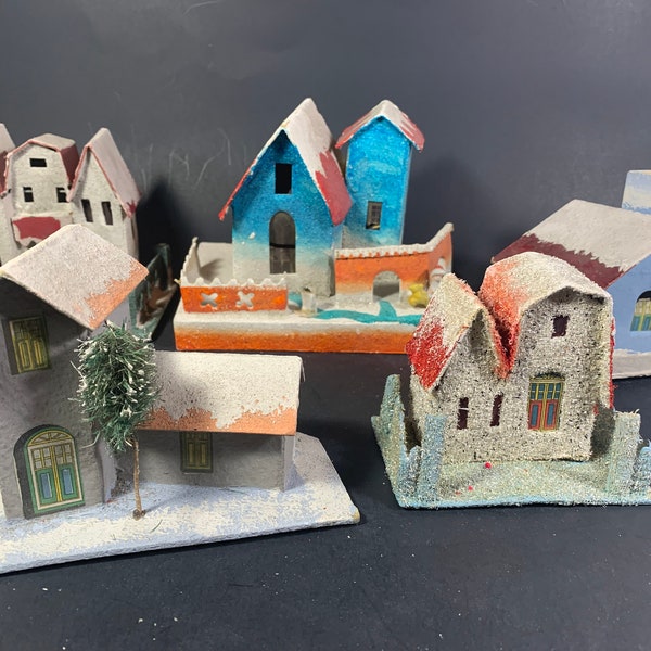 Putz House Mica House Cardboard House  Paper House Christmas House Japan Germanny 1940s Beautiful Vintage Condition