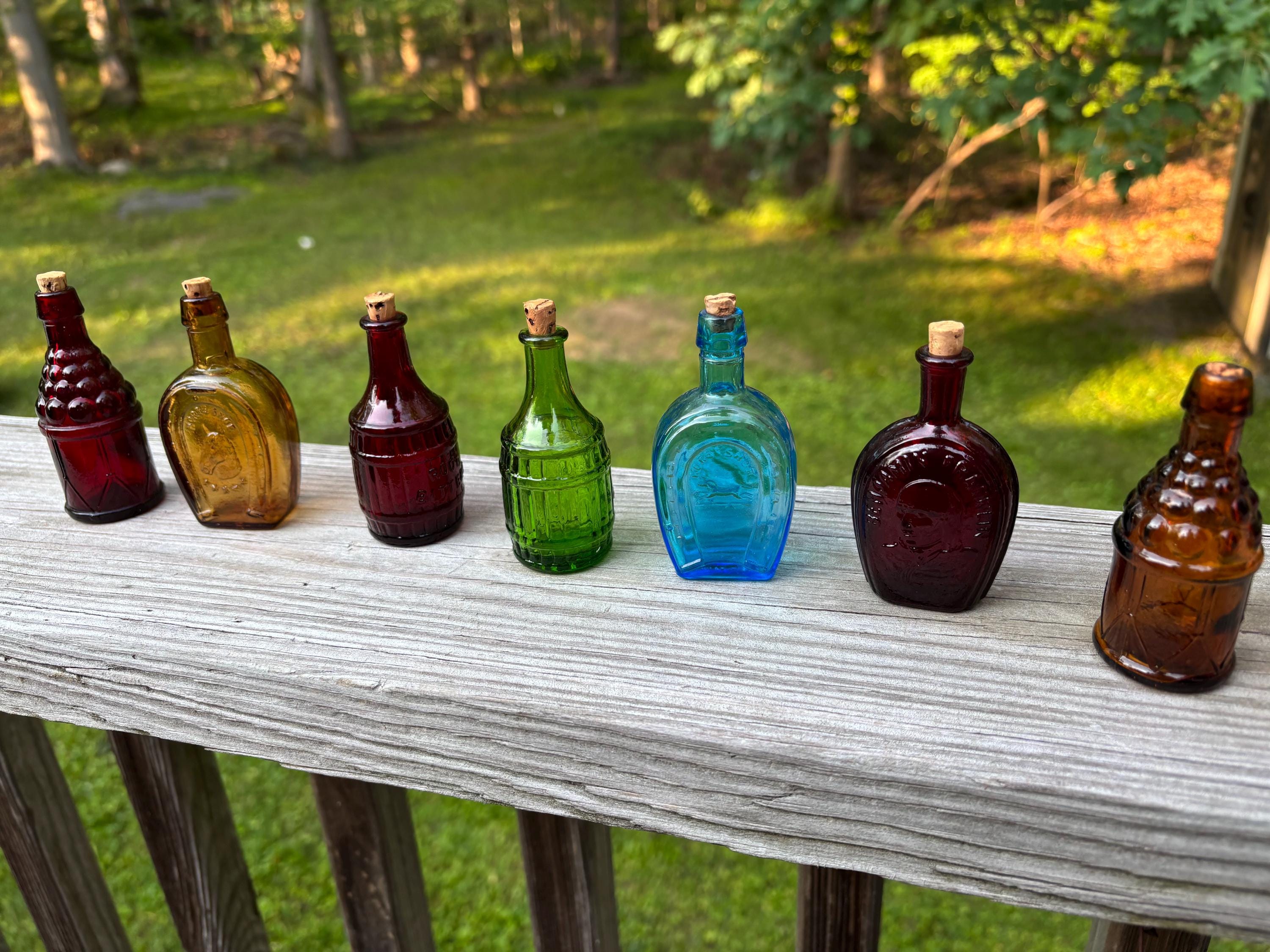 Wheaton Bottles Miniature Colored Glass Stamped Cork Excellent Vintage Condition
